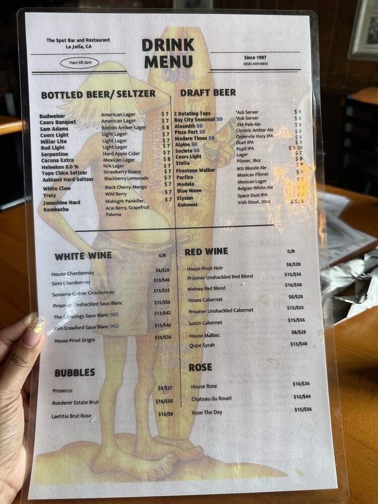 Spot - La Jolla, CA menu_pic