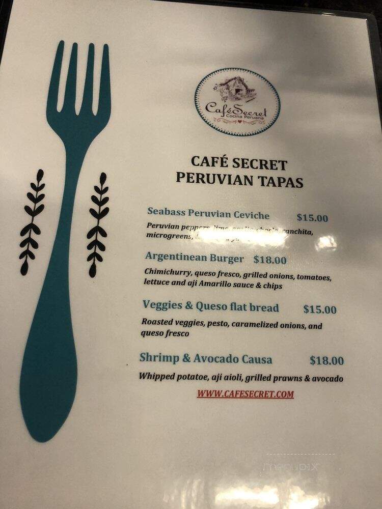 Cafe Secret - Del Mar, CA menu_pic