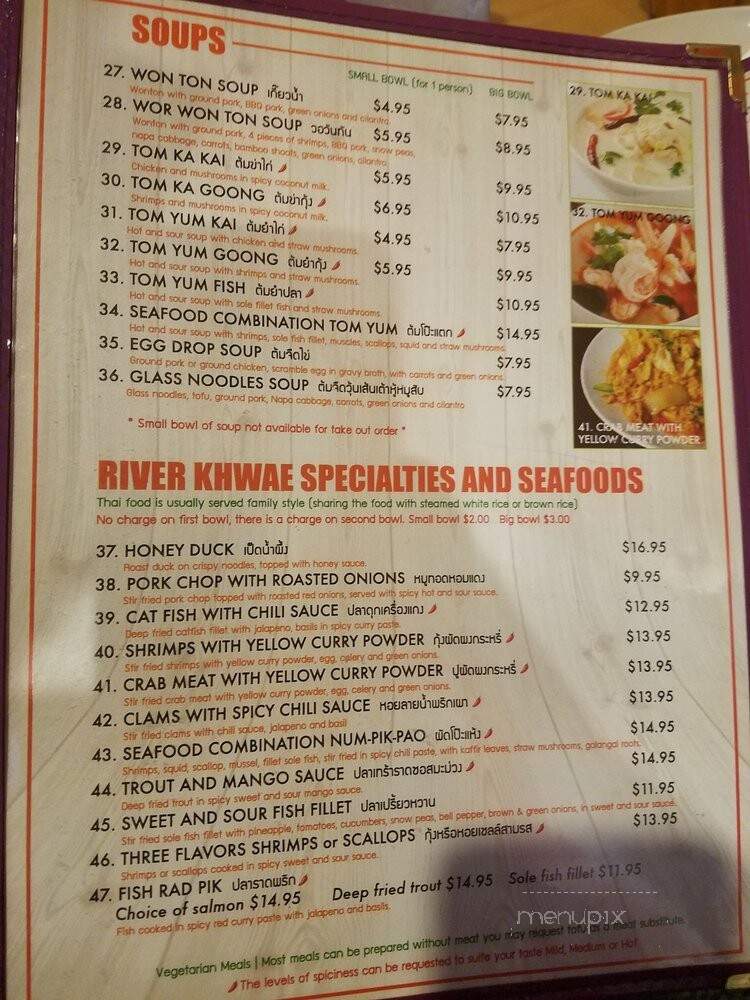 River Kwai Thai Cuisine - Moreno Valley, CA menu_pic