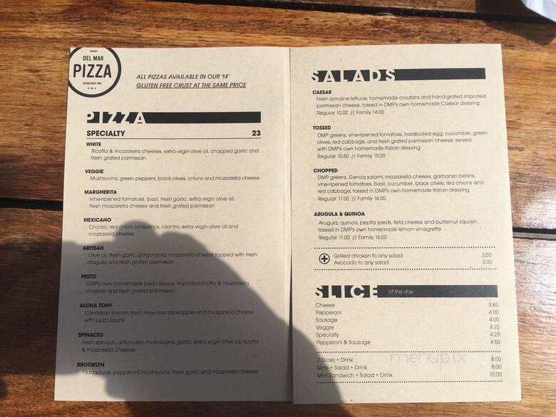 Del Mar Pizza - Del Mar, CA menu_pic