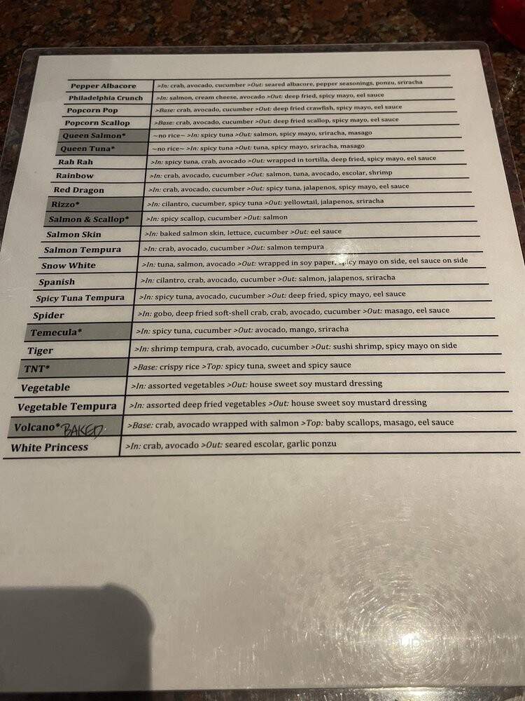 Gin Sushi - Temecula, CA menu_pic