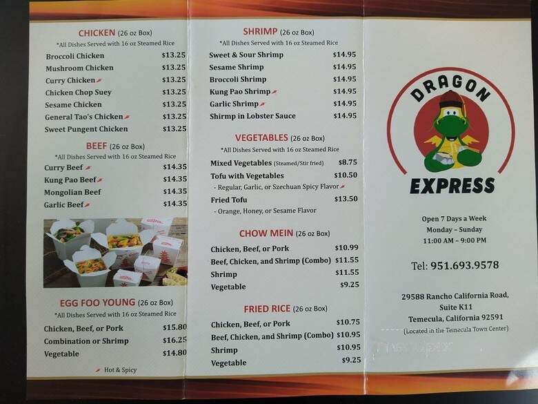 Dragon Express - Temecula, CA menu_pic
