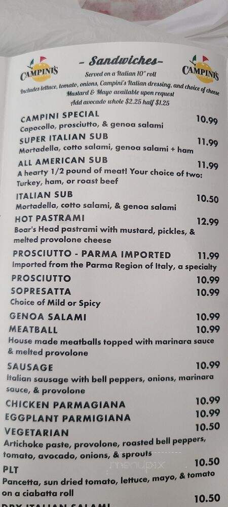 Campini's Deli Italiano - Temecula, CA menu_pic