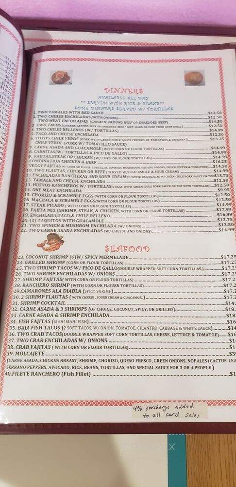 Toto's Mexican Restaurant - Running Springs, CA menu_pic