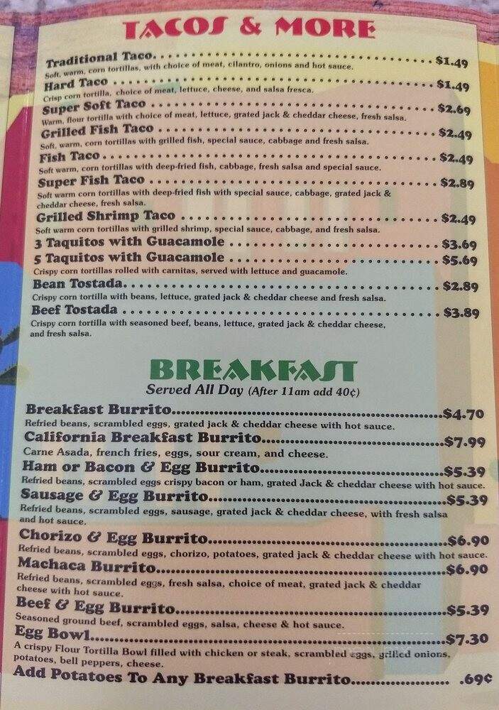 Green Burrito - Temecula, CA menu_pic