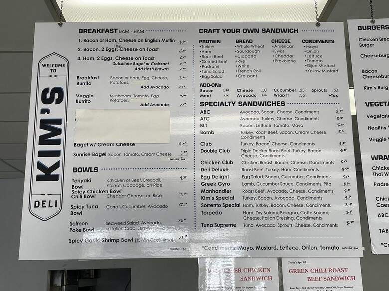 Kim's Deli - San Diego, CA menu_pic