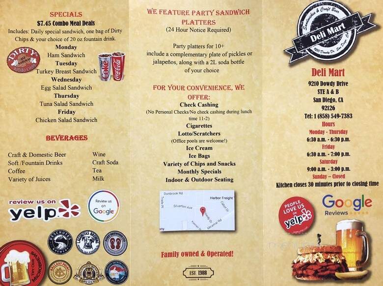 Deli Mart - San Diego, CA menu_pic