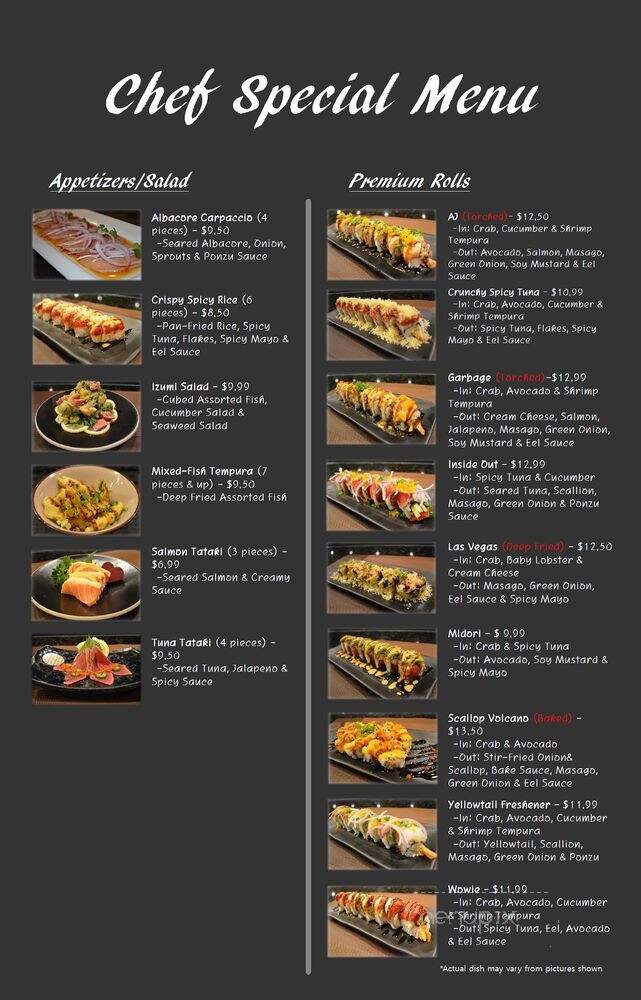 Izumi Japanese Restaurant - Poway, CA menu_pic