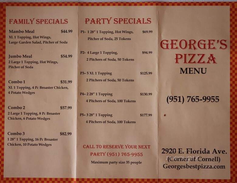George's Pizza - Hemet, CA menu_pic