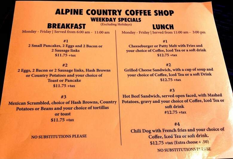 Alpine Country Coffee Shop - Big Bear Lake, CA
