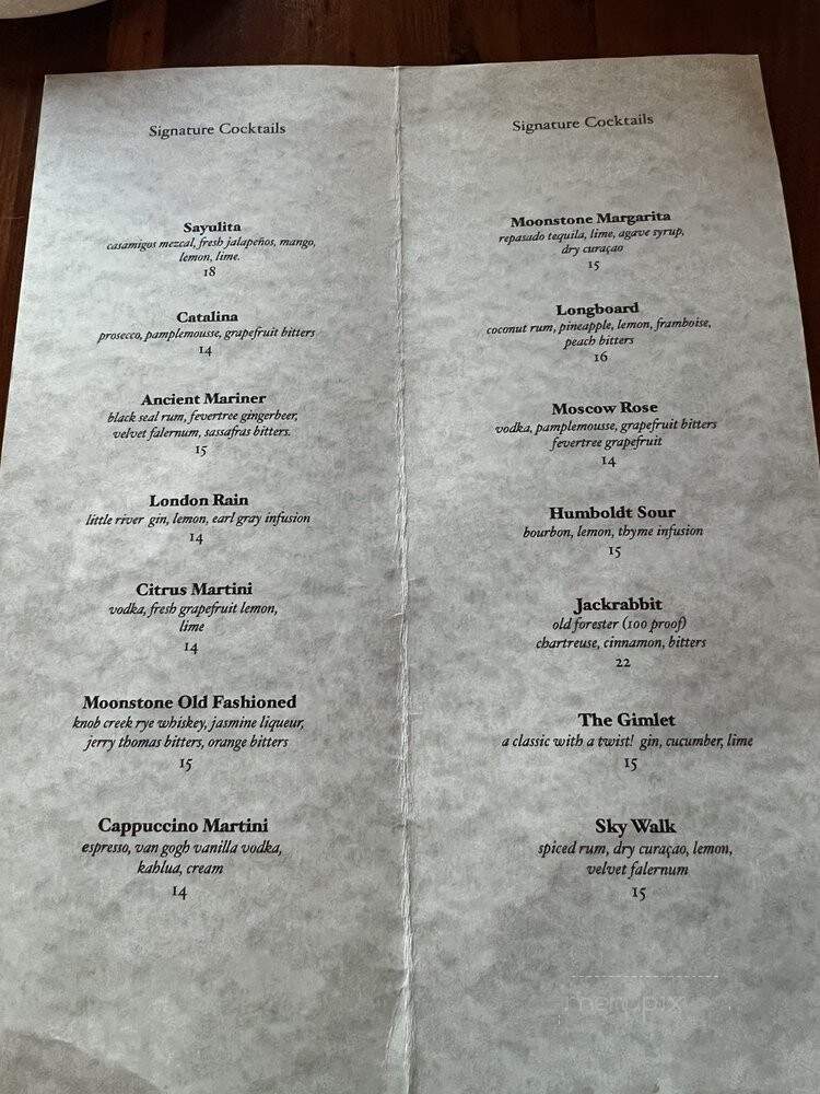 Moonestone Grill - Trinidad, CA menu_pic