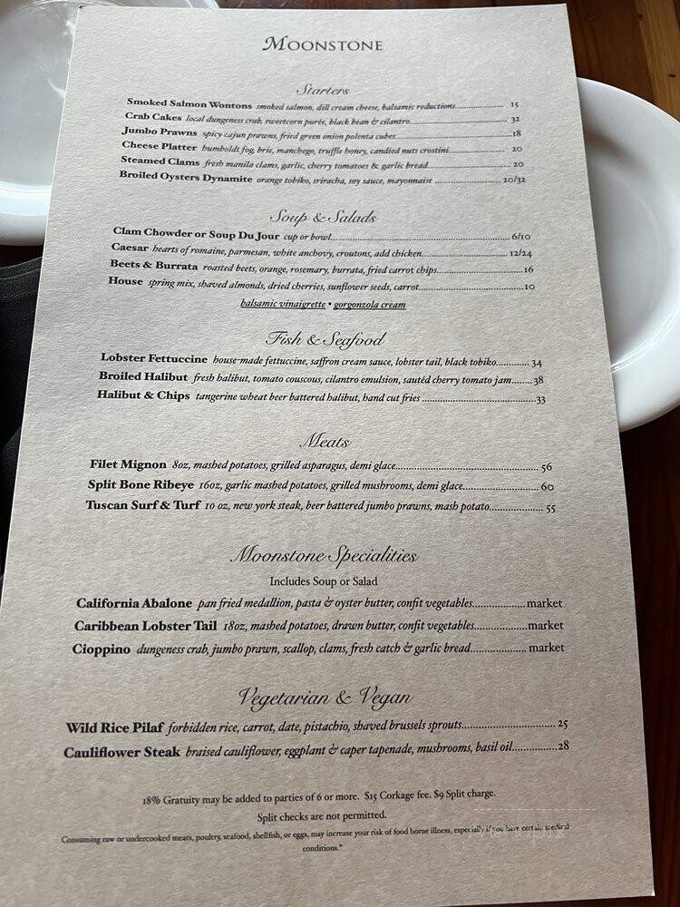 Moonestone Grill - Trinidad, CA menu_pic