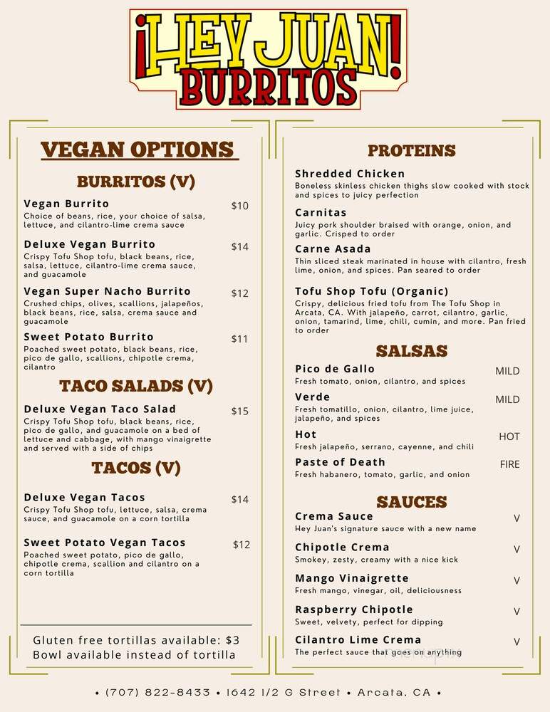 Hey Juan Burritos - Arcata, CA menu_pic