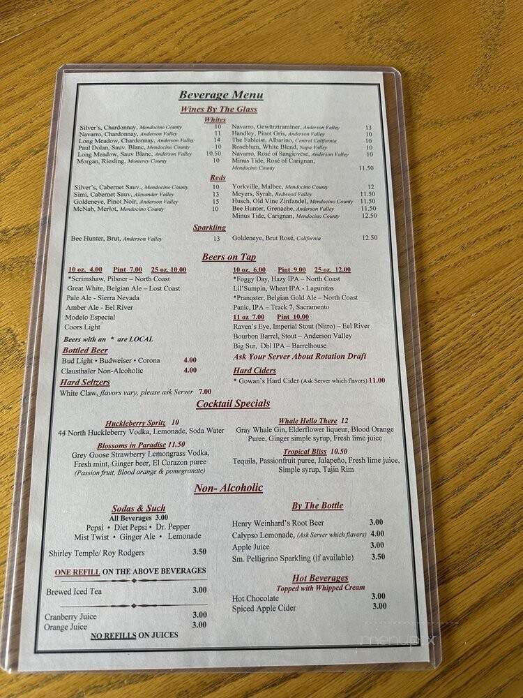 Silvers At The Wharf - Fort Bragg, CA menu_pic