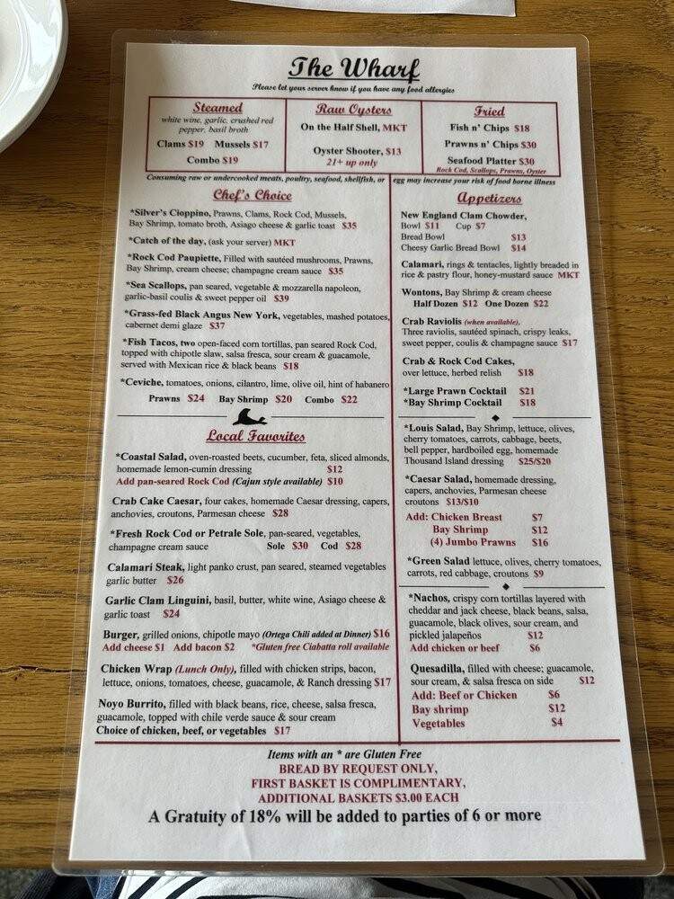Silvers At The Wharf - Fort Bragg, CA menu_pic