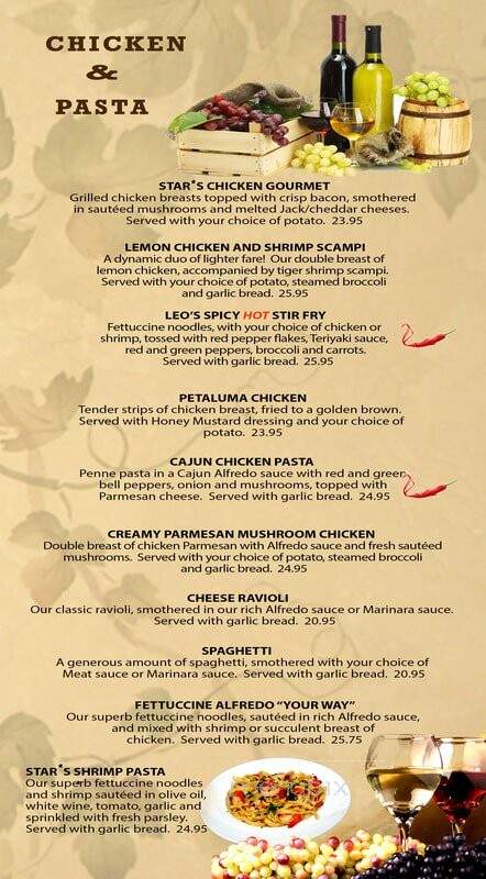 Star Restaurant - Ukiah, CA menu_pic