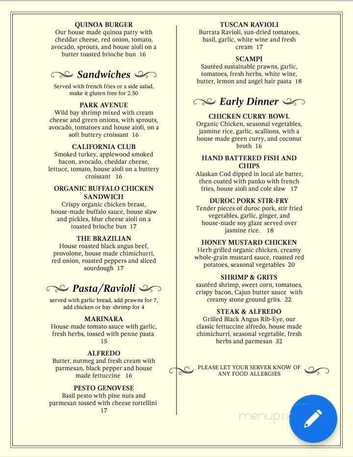 Park Place Restaurant - Lakeport, CA menu_pic