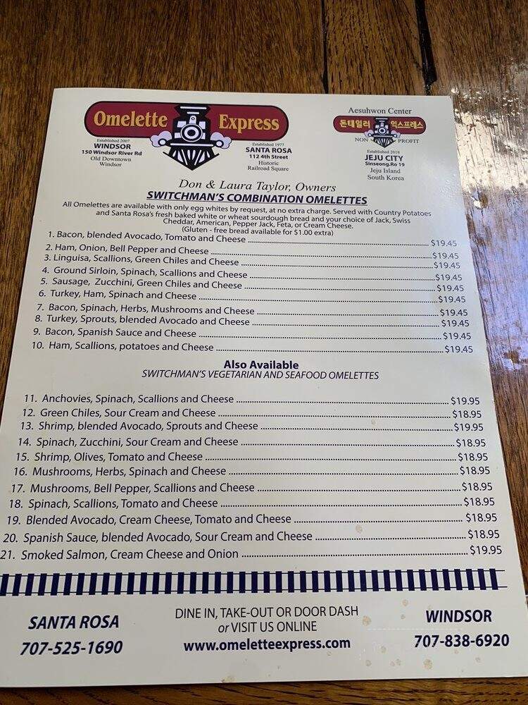 Omelette Express - Santa Rosa, CA menu_pic