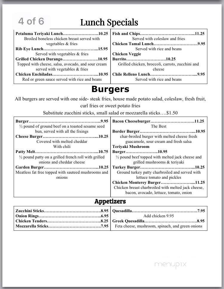 Marvin's Restaurant - Cotati, CA menu_pic
