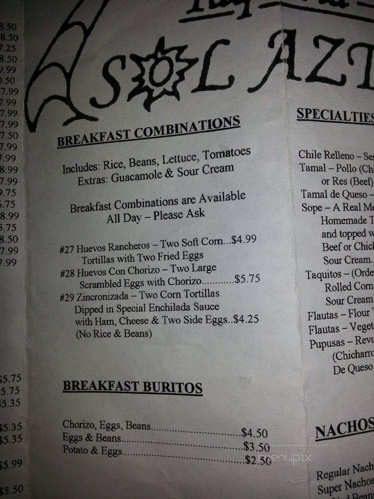 Taqueria Sol Azeteca - Rohnert Park, CA menu_pic