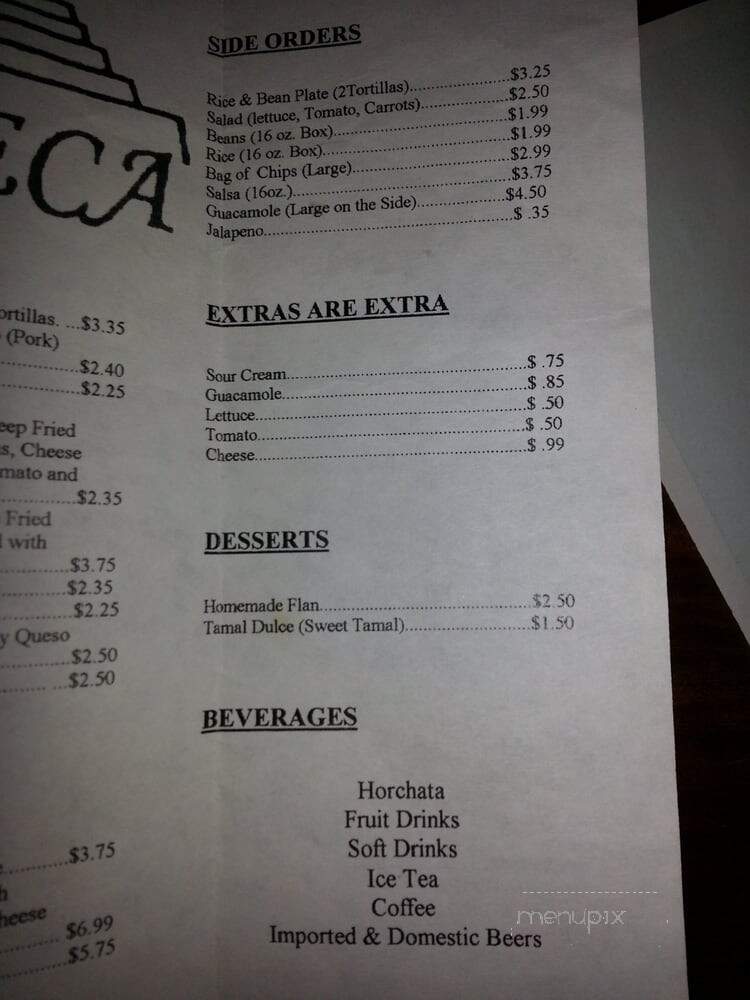 Taqueria Sol Azeteca - Rohnert Park, CA menu_pic