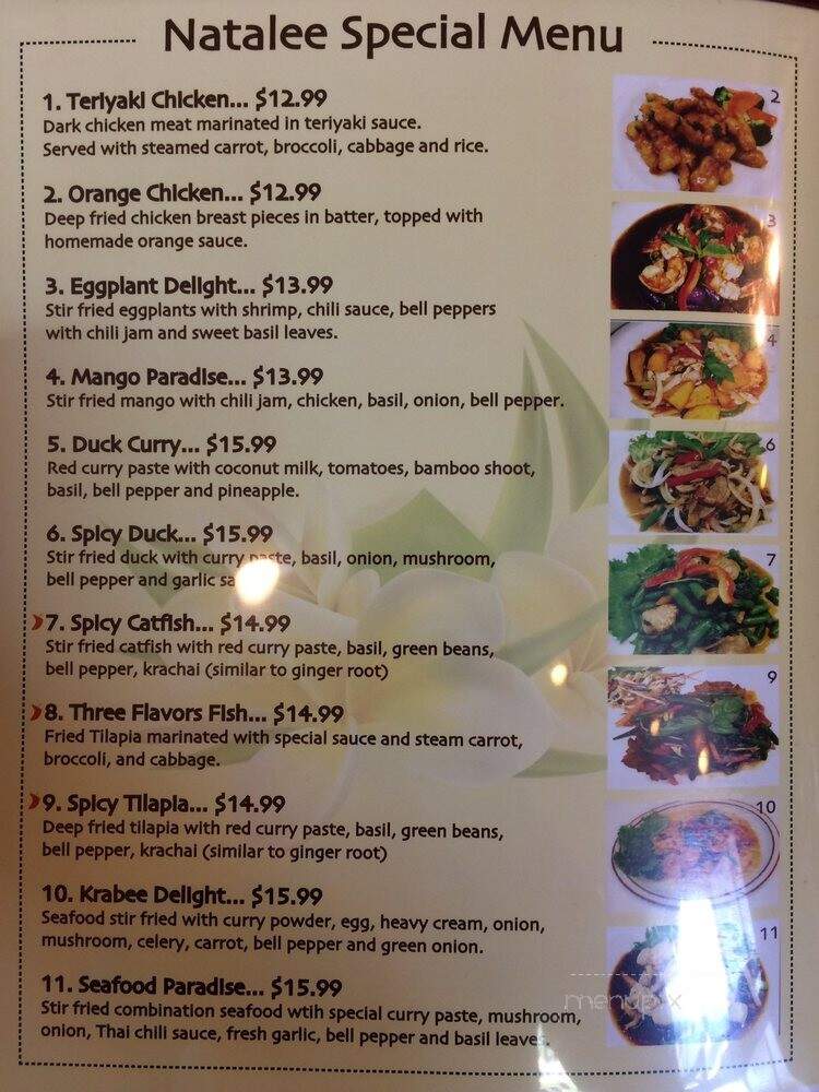 Natalee Thai Cuisine - Yreka, CA menu_pic
