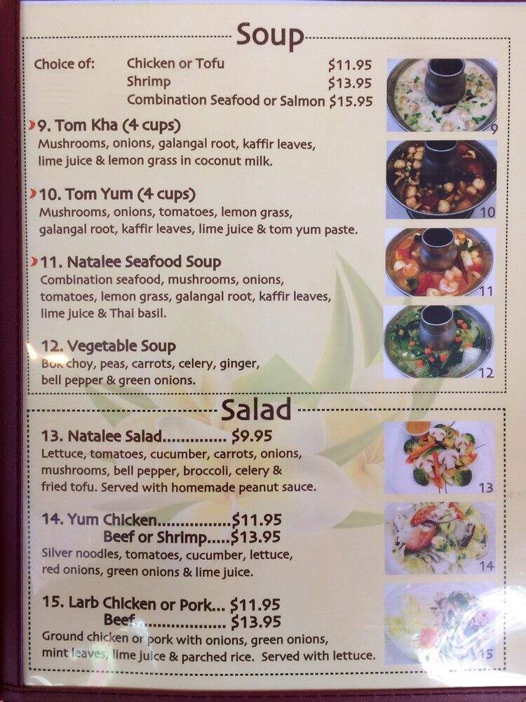 Natalee Thai Cuisine - Yreka, CA menu_pic