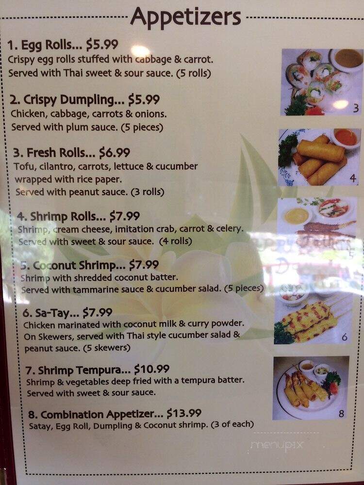 Natalee Thai Cuisine - Yreka, CA menu_pic