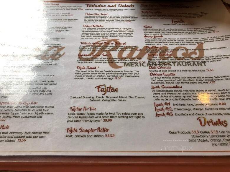 Casa Ramos - Yreka, CA menu_pic