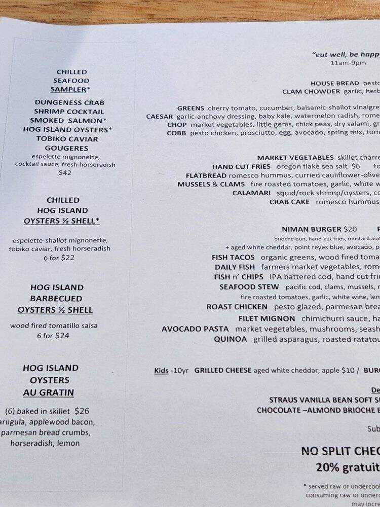 Parkside Cafe - Stinson Beach, CA menu_pic