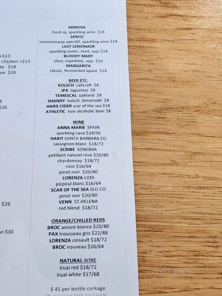 Parkside Cafe - Stinson Beach, CA menu_pic