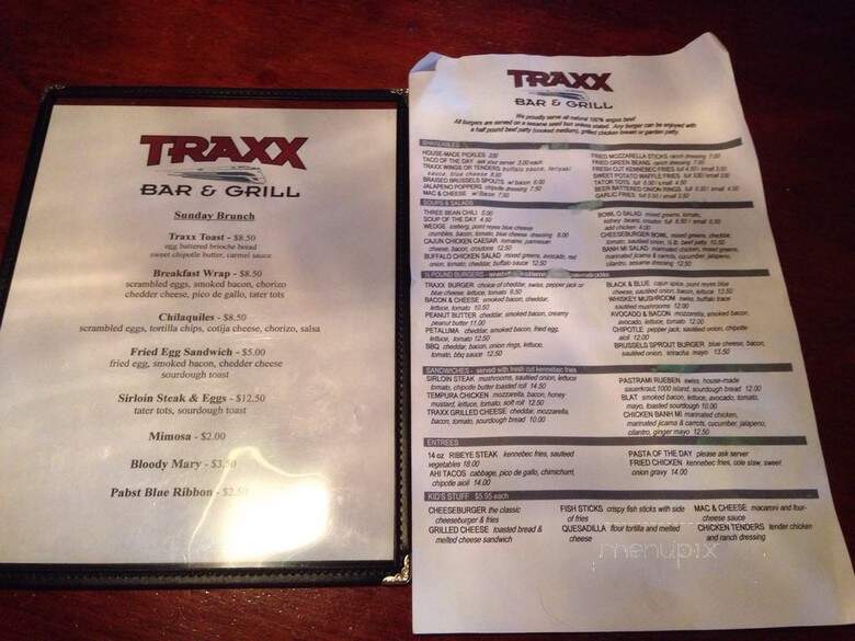 Traxx Bar & Grill - Petaluma, CA menu_pic