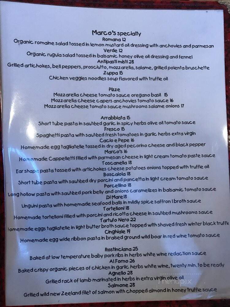 Trattoria Fresco - Ross, CA menu_pic