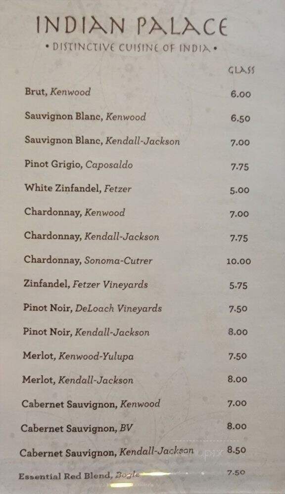 India Palace Restaurant - Mill Valley, CA menu_pic