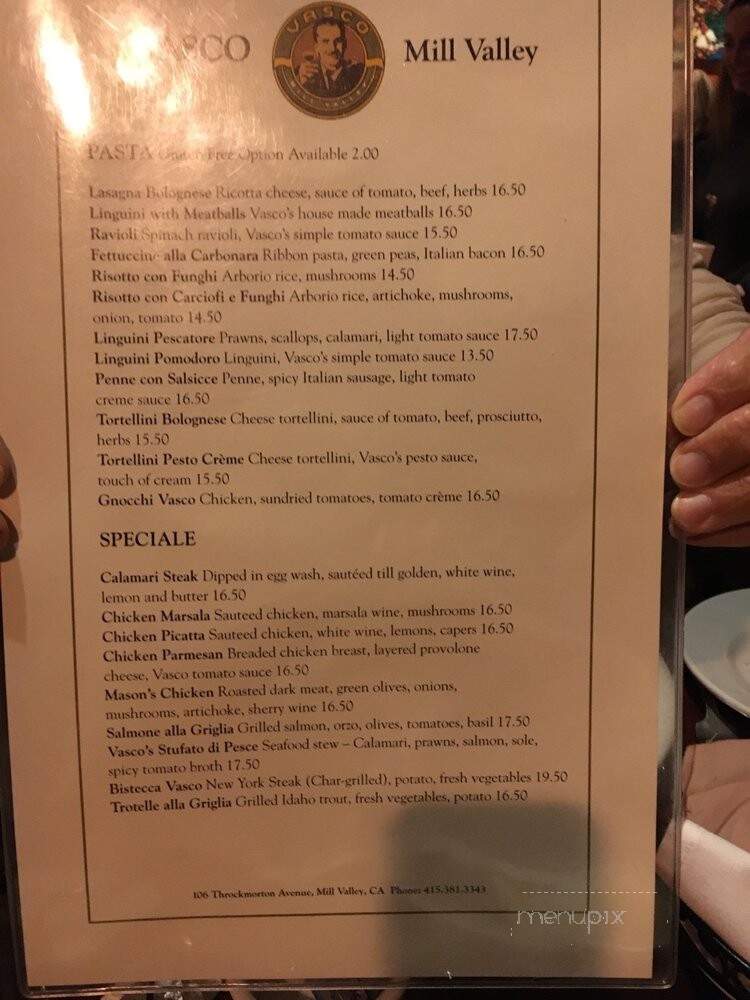 Vasco - Mill Valley, CA menu_pic