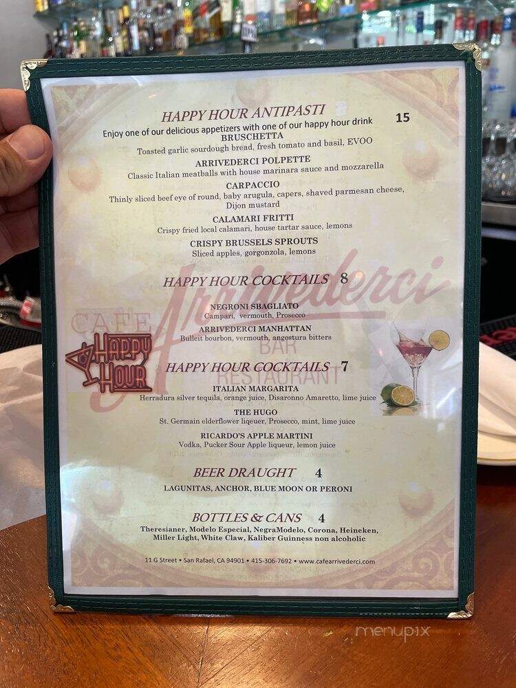 Arrivederci Cafe - San Rafael, CA menu_pic