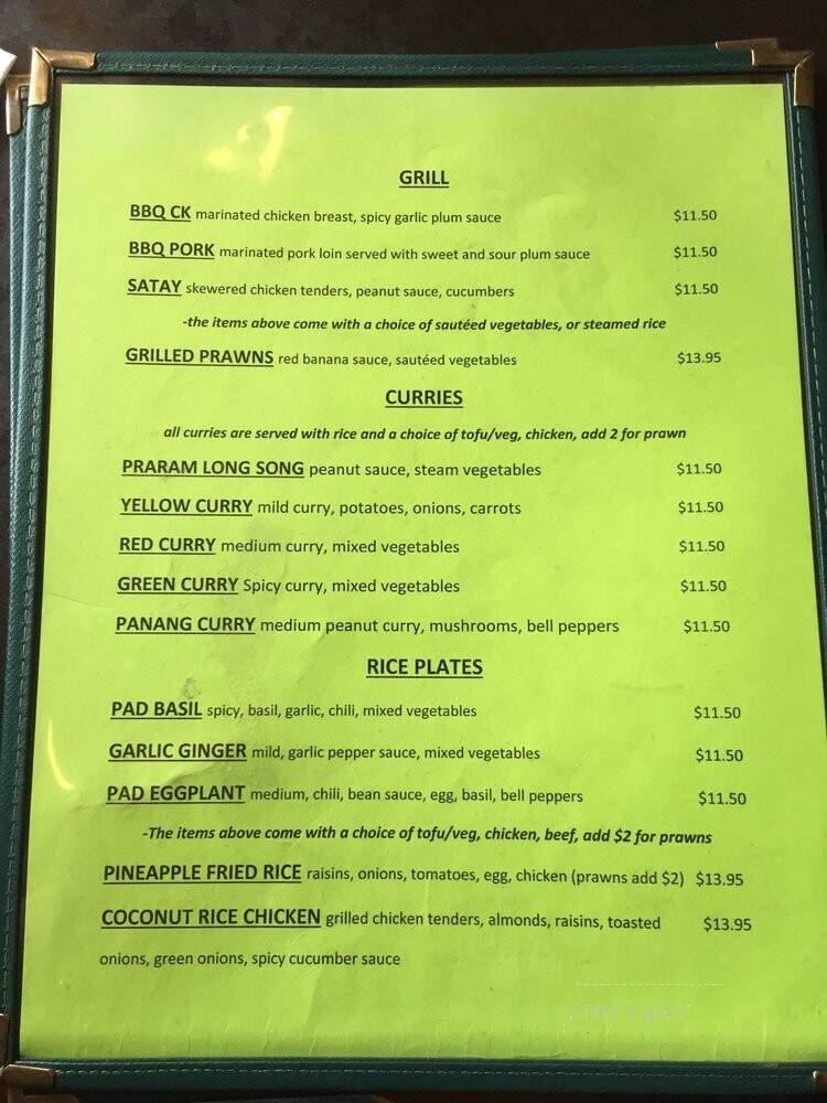Thep Lela Thai Restaurant - Mill Valley, CA menu_pic