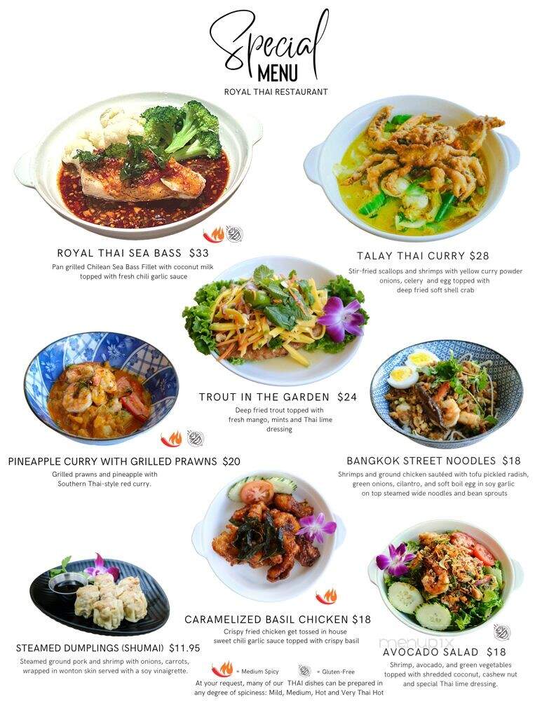 Royal Thai Restaurant - San Rafael, CA menu_pic