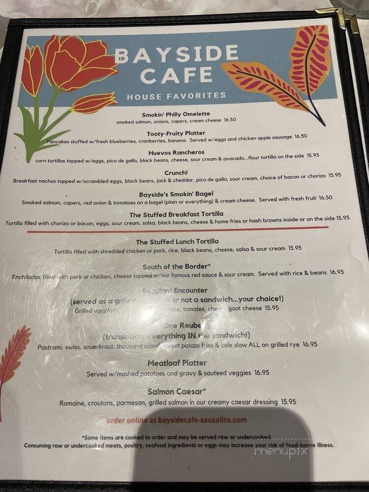 Bayside Cafe - Sausalito, CA menu_pic