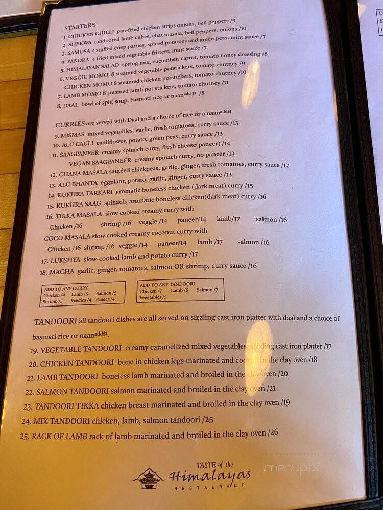 Taste Of Himalaya - Sonoma, CA menu_pic