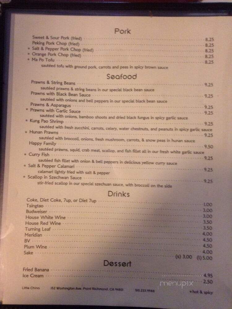 Little China Restaurant - Richmond, CA menu_pic