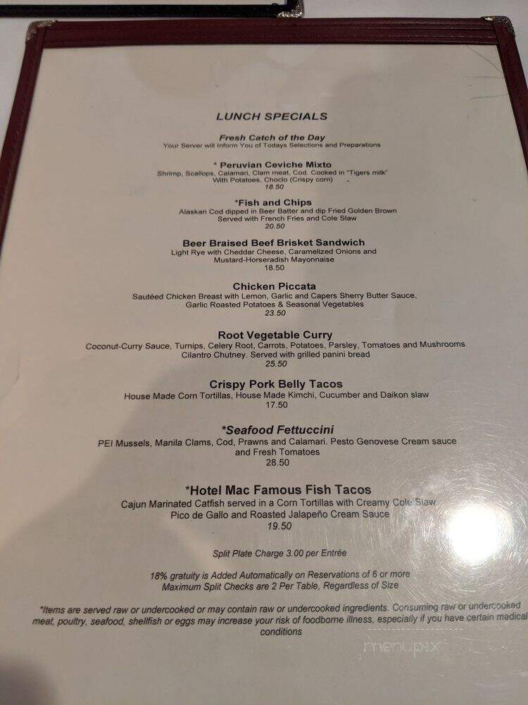 Hotel Mac Restaurant - Richmond, CA menu_pic