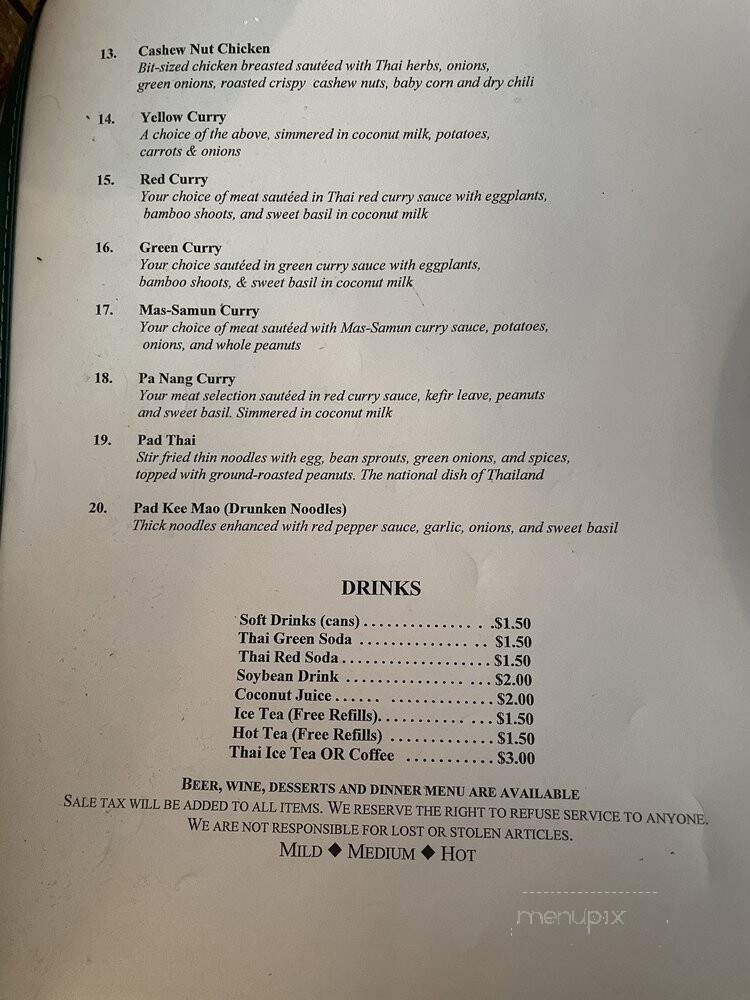 Thai Cafe - Redding, CA menu_pic
