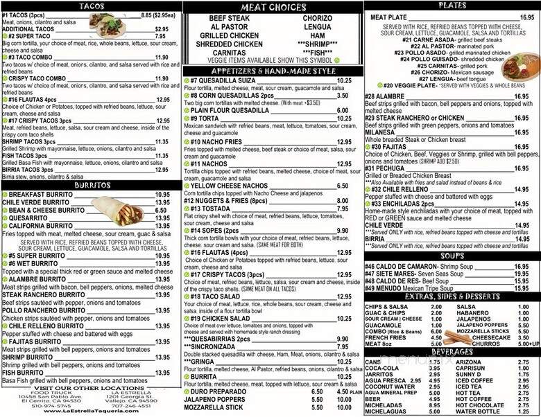 La Estrella - Richmond, CA menu_pic