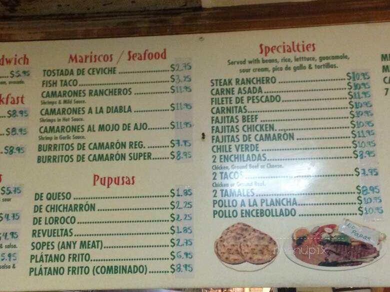 El Sitio Restaurant - San Pablo, CA menu_pic