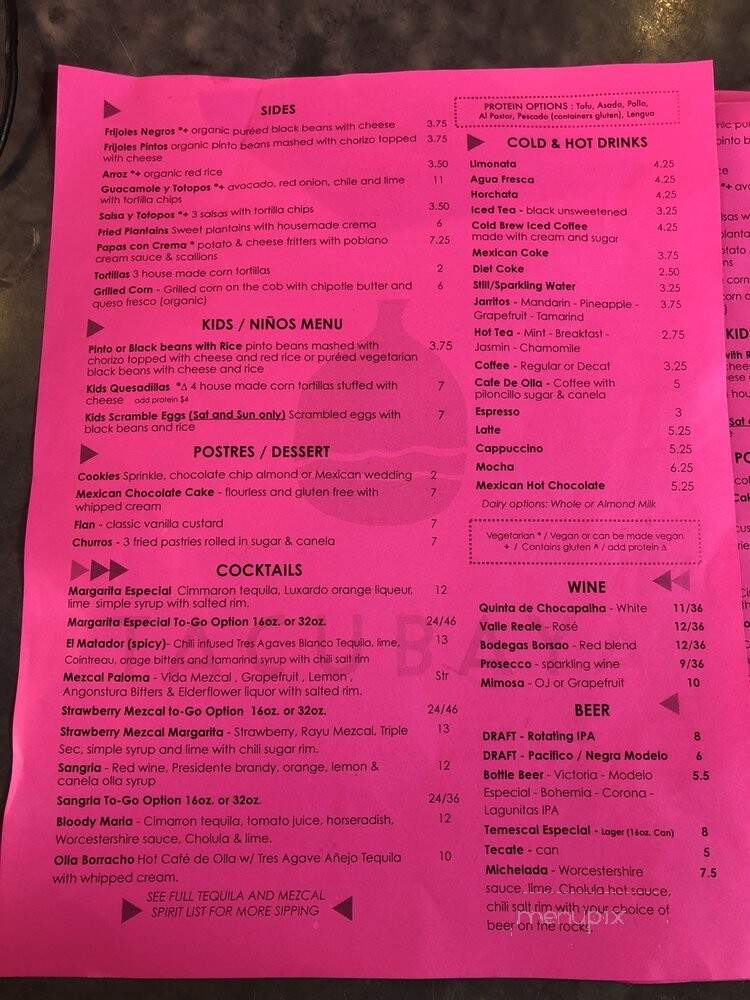 Tacubaya - Berkeley, CA menu_pic