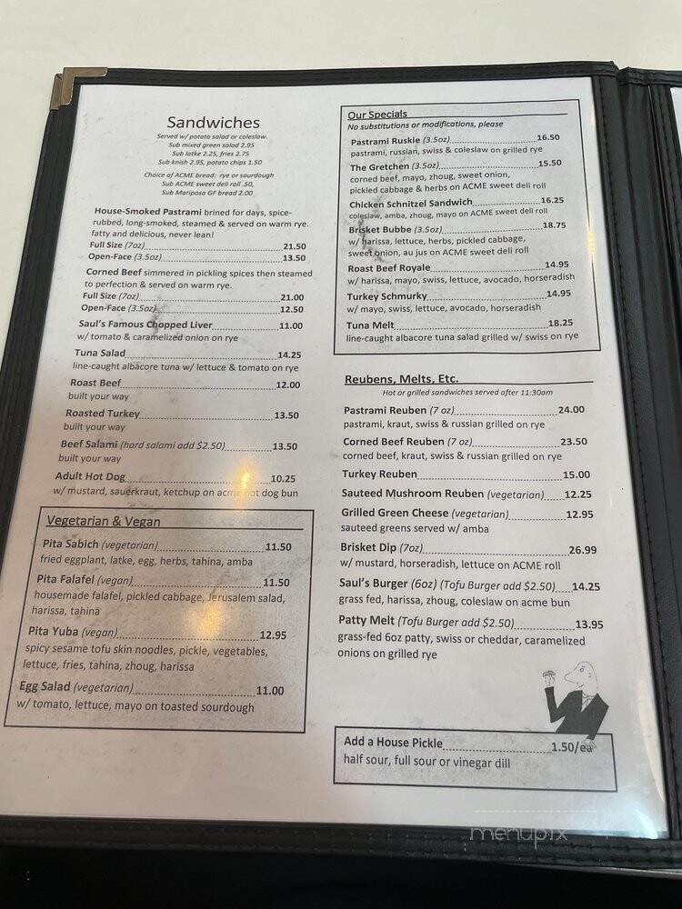 Saul's Restaurant & Deli - Berkeley, CA menu_pic