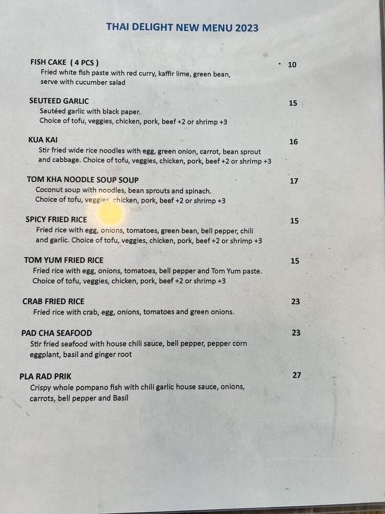 Thai Delight Cuisine - Berkeley, CA menu_pic