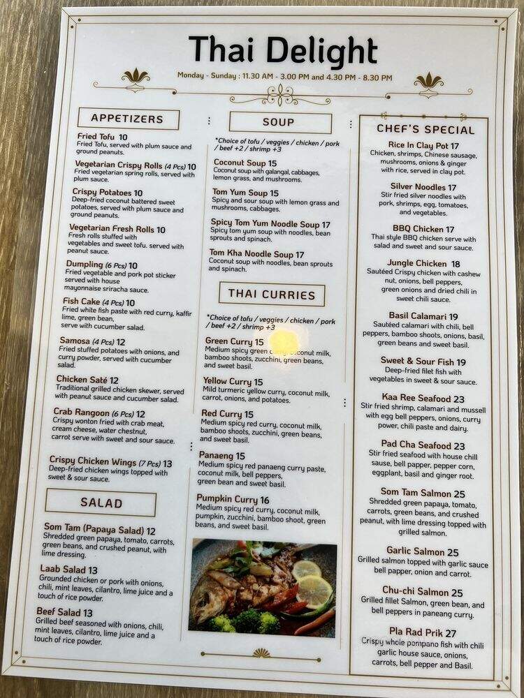 Thai Delight Cuisine - Berkeley, CA menu_pic