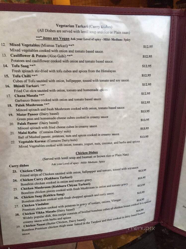 Taste Of The Himalayas - Berkeley, CA menu_pic